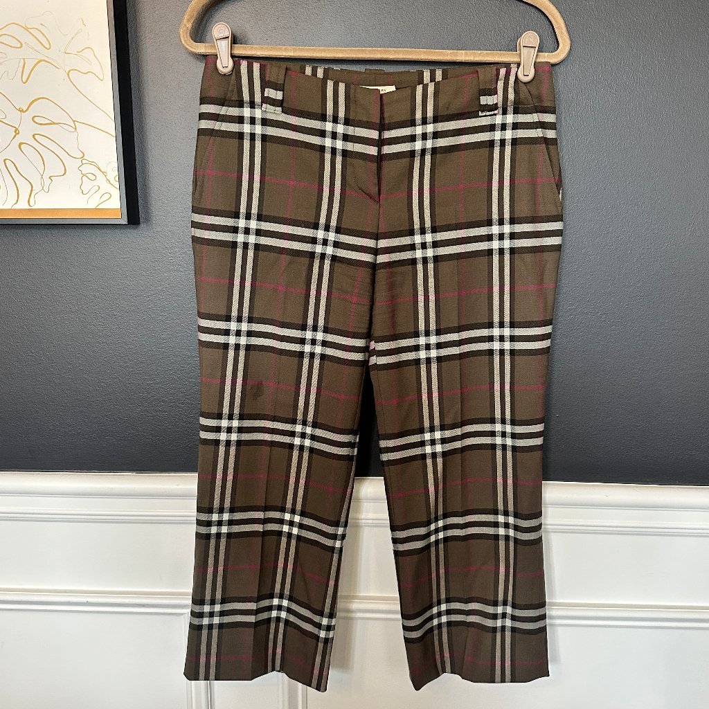 Burberry London Vintage Nova Check Women's Wool Trousers - Size Uk8 / Us6
